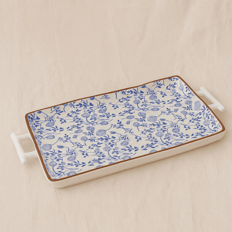 Majestic Indigo Printed Platter Tray