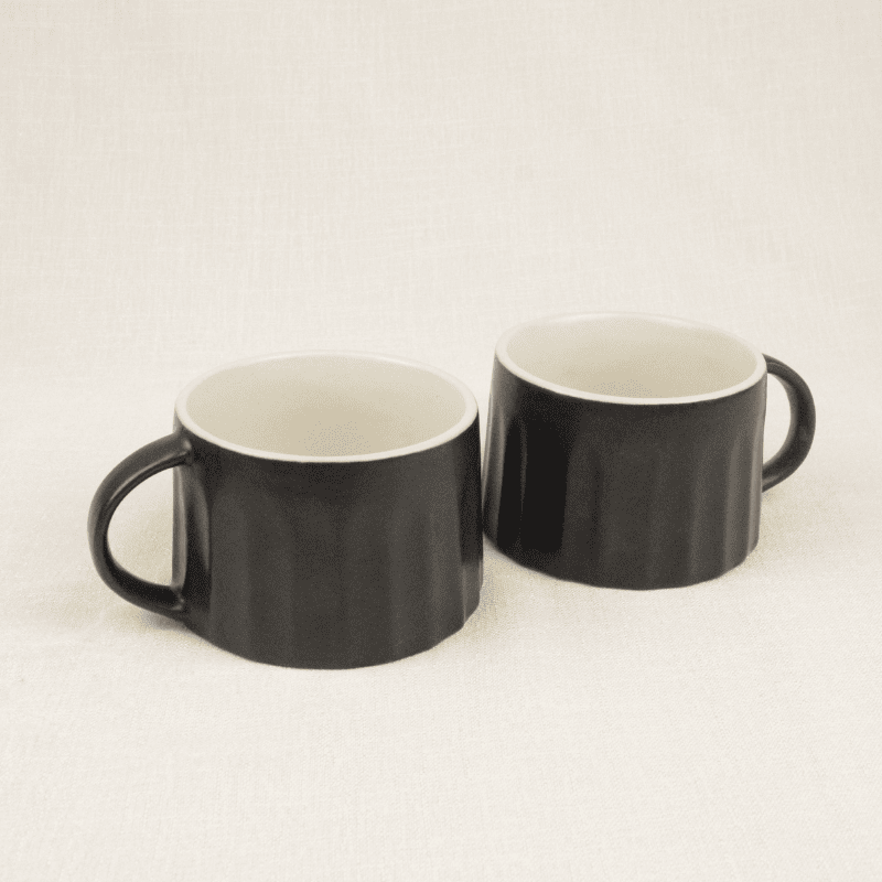 The Quite Sage Charcoal Black Coffee Mug, Set of 2
