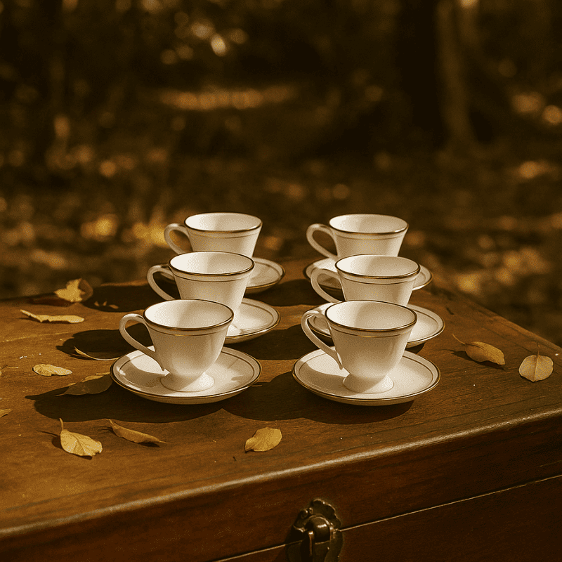 Golden Royale Tulip Tea Cup & Sauccer 24 Carat Heavy Gold, Set of 6