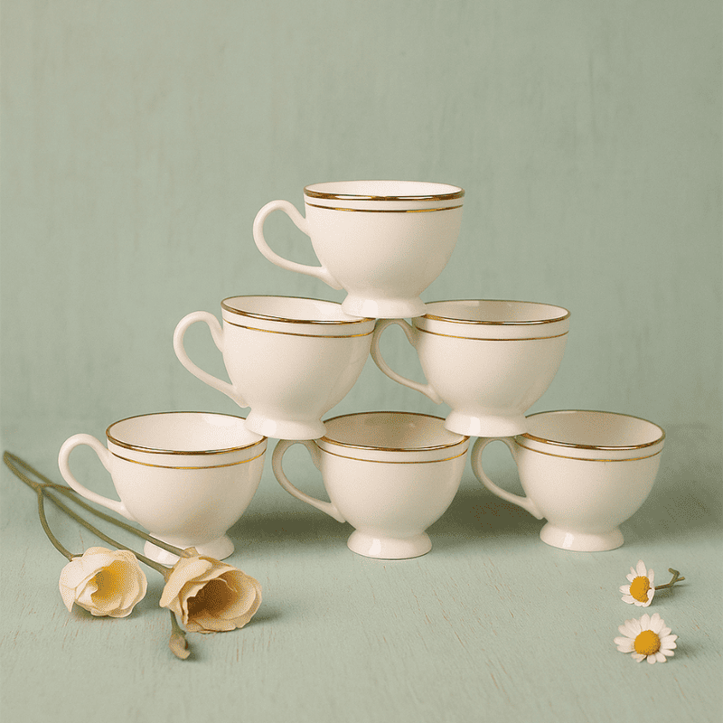 Golden Royale Classic Tea Cup 24 Carat Heavy Gold, Set of 6