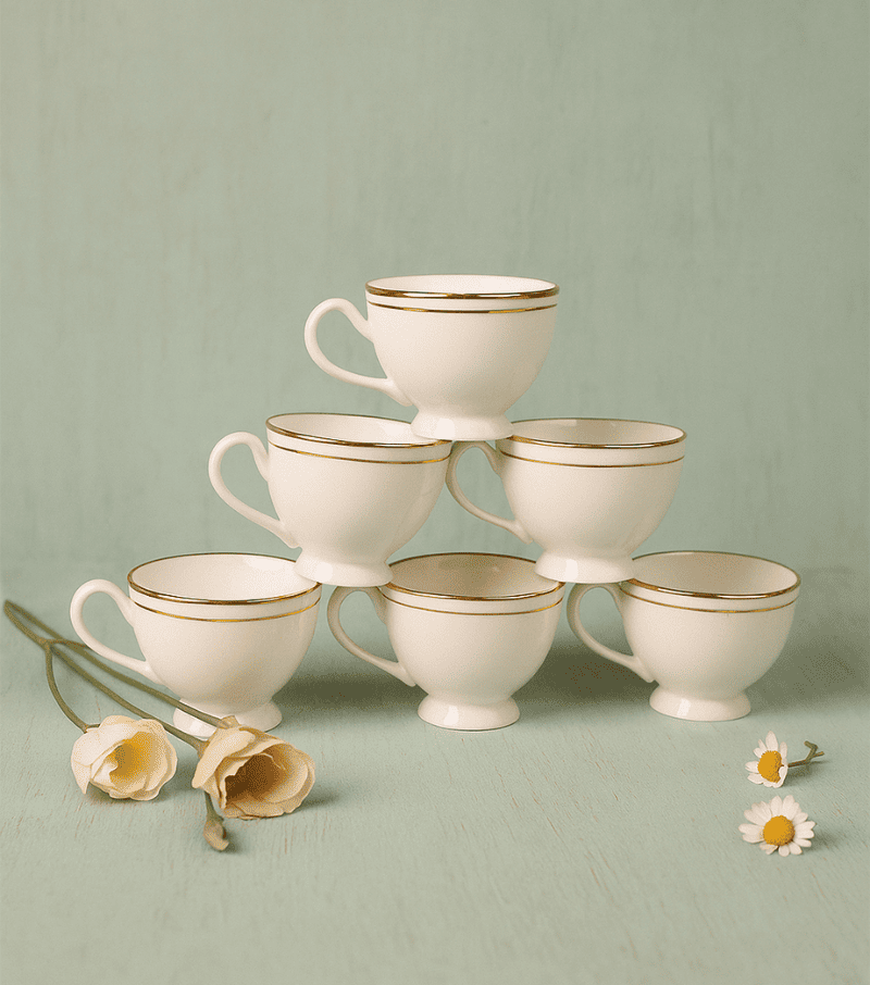Golden Royale Classic Tea Cup 24 Carat Heavy Gold, Set of 6