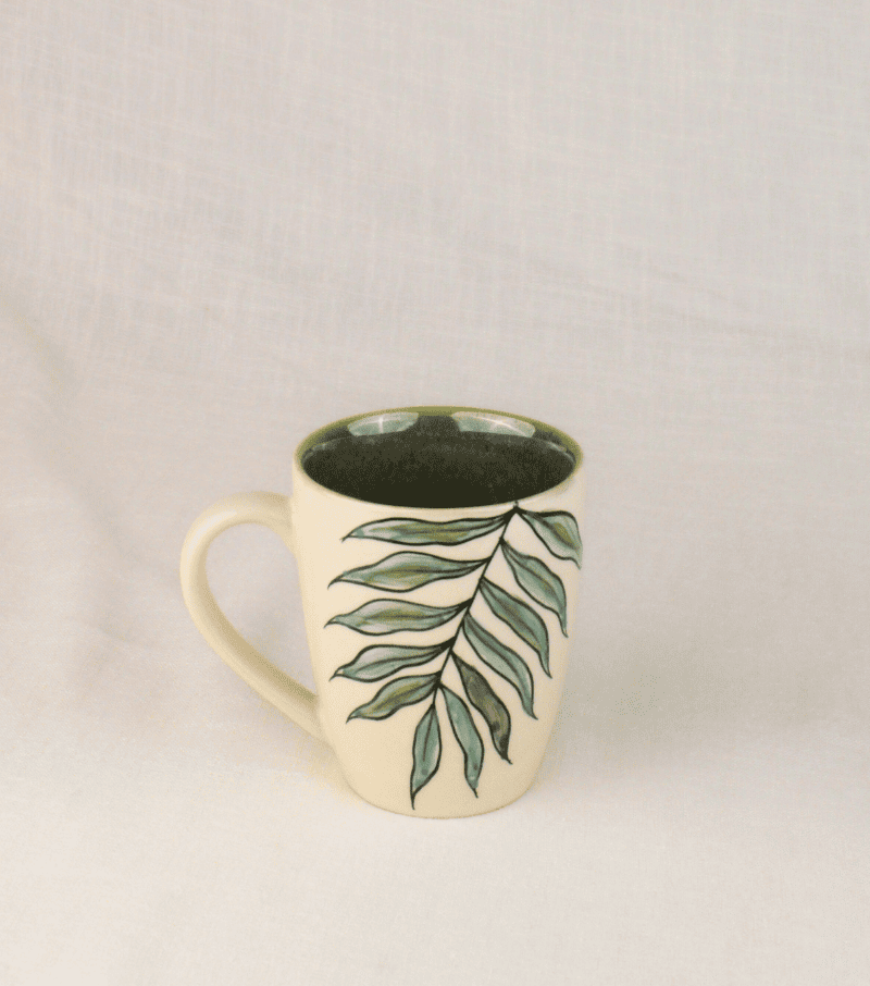 Natures Echo Fern White Coffee Cup, Set of 2 - Image 3