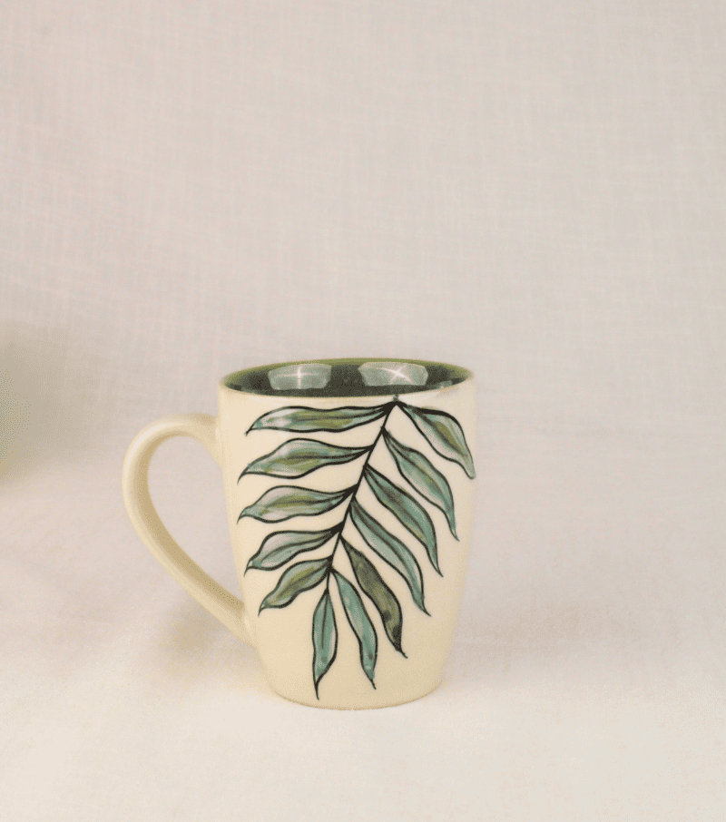 Natures Echo Fern White Coffee Cup, Set of 2 - Image 4